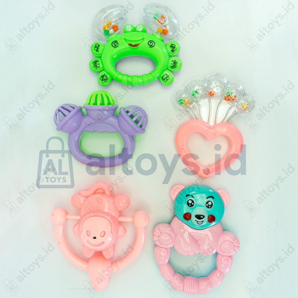 Teether Rattle Bayi Mainan Kerincingan Bayi Bahan Lembut Warna Pastel OCT1809