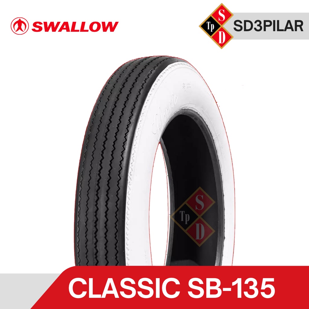 Ban Motor Swallow 4.00-18 SB-135 Classic Hitam Side Wall Putih Tubetype