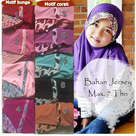 Jilbab/Bergo anak model serut belakang