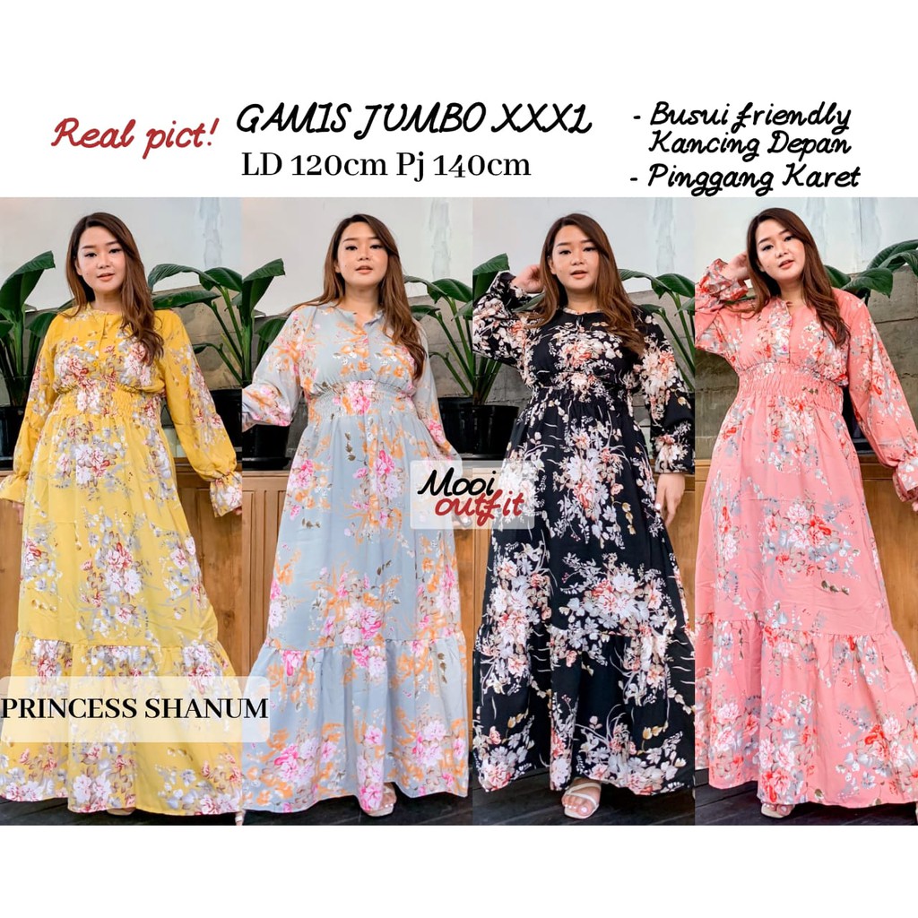 GAMIS PRINCESS SHANUM JUMBO XXXL GAMIS JUMBO BUNGA MURAH GAMIS JUMBO MOTIF BUNGA WANITA MURAH