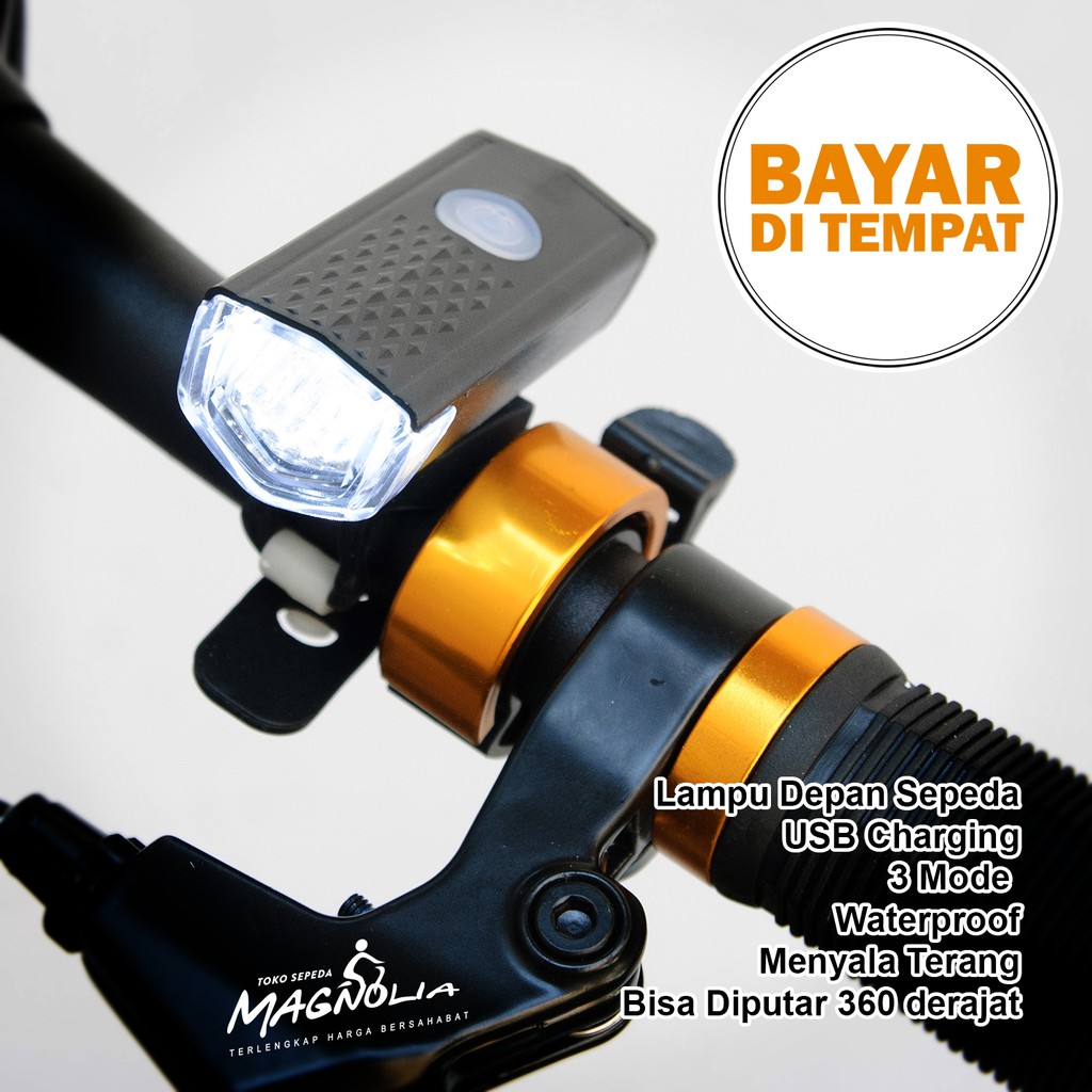 Lampu Depan Sepeda Front Light LED Cas Charger USB Aksesoris Sepeda MTB Gunung Lipat CTB Anti Air