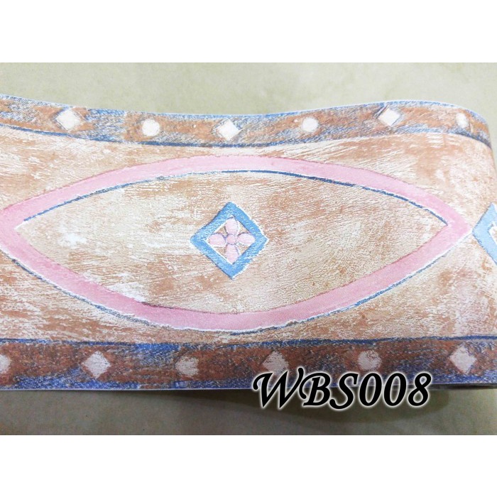 WBS008 BROWN N PINK MOTIF 105CM WALL BORDER STICKER 10MX10.5CM STICKER_MURAH