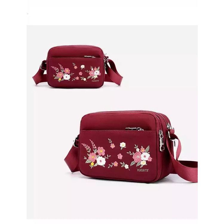 PROMO SALE 7.7 - TAS KONDANGAN WANITA TAS PESTA TAS CEWEK TAS KERJA IBU IBU PEREMPUAN SELEMPANG MOTIF BORDIR FLOWER EMPAT RUANG