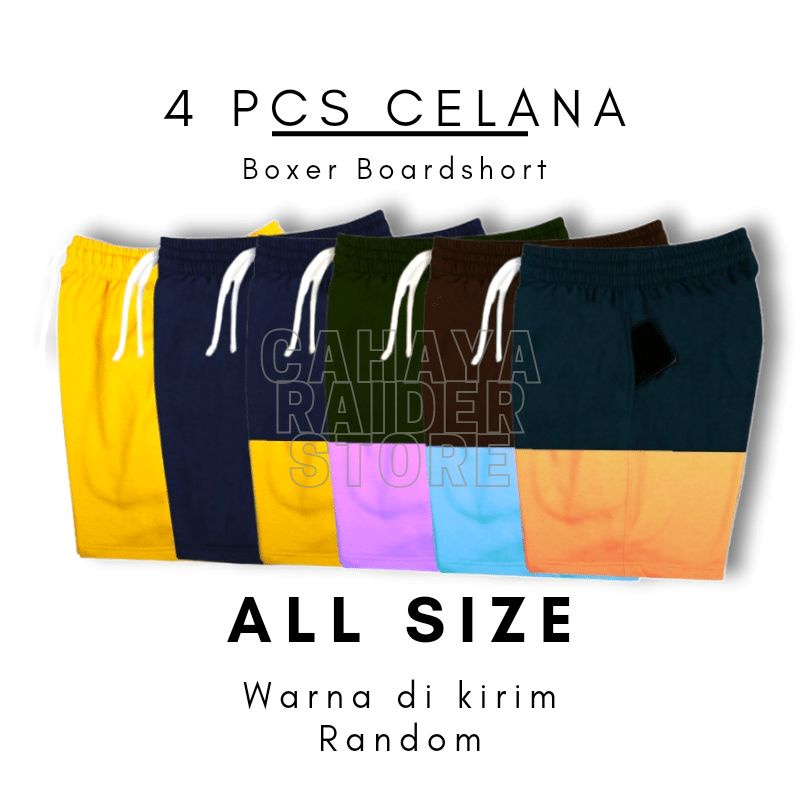 Celana Pendek Pria Kolor Boxer Boardshort 4 pcs