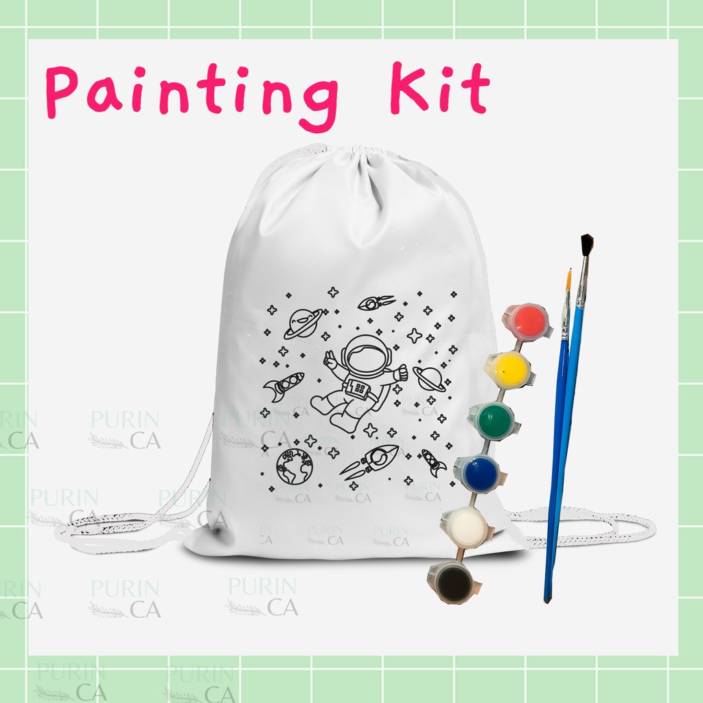 Painting Kit Coloring Kids Bag Motif ANIMAL ASTRONOUT / Kado Anak / Goodie Bag