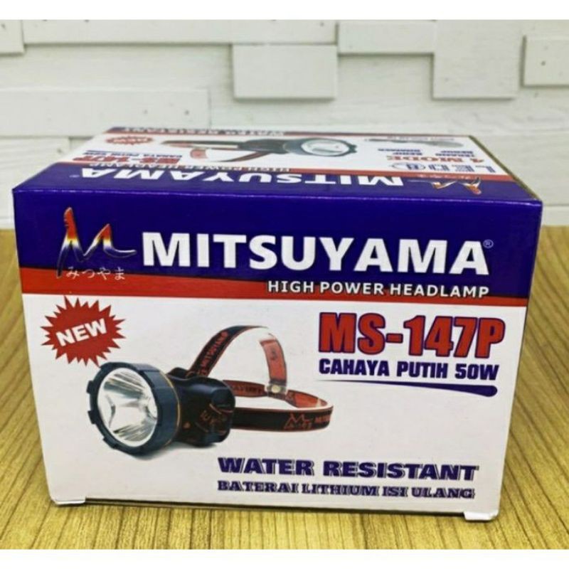 COD Senter Kepala LED 50Watt MITSUYAMA MS-147P Plus bohlam DC Cahaya Putih Headlamp 50W Dimmer Cahaya Putih