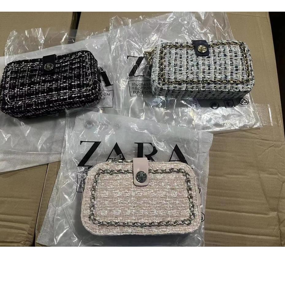 Terbaru.. 9.9 SALE NEW CROSSBODY  TAS WANITA | WOMEN BAG - ZARA4 TWEED TERBARU FASHION IMPORT  #1003