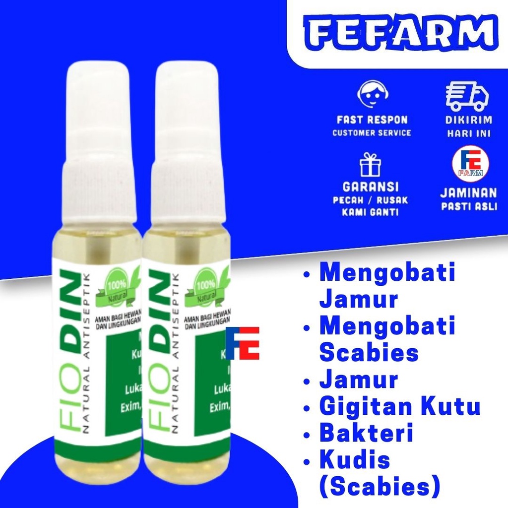 OBAT JAMUR SCABIES KUCING ANJING DEMODEX CAT DOG kelinci HERBAL FIODIN SPRAY 30ML FEFARM