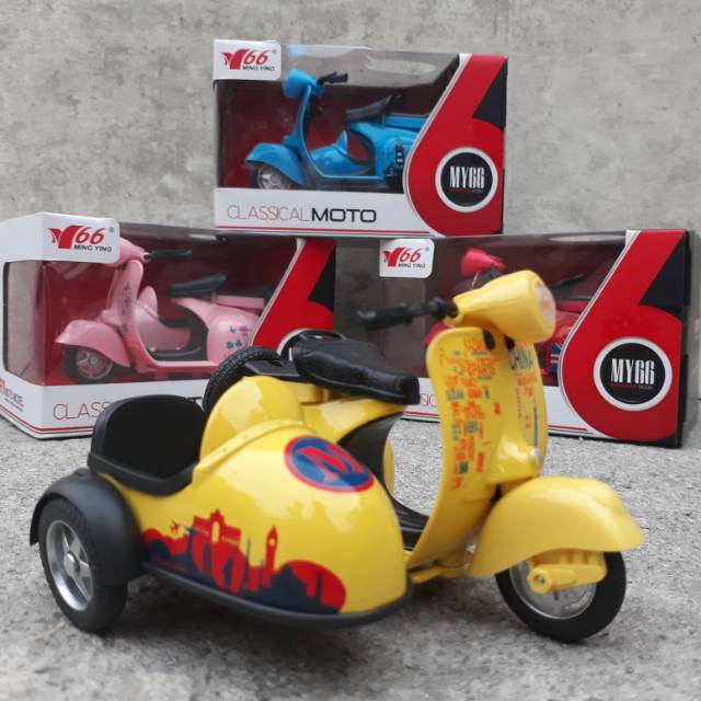 DIECAST MOTOR VESPA SIDE CLASSIC - MINIATUR KLASIK SCOOTER ANTIK