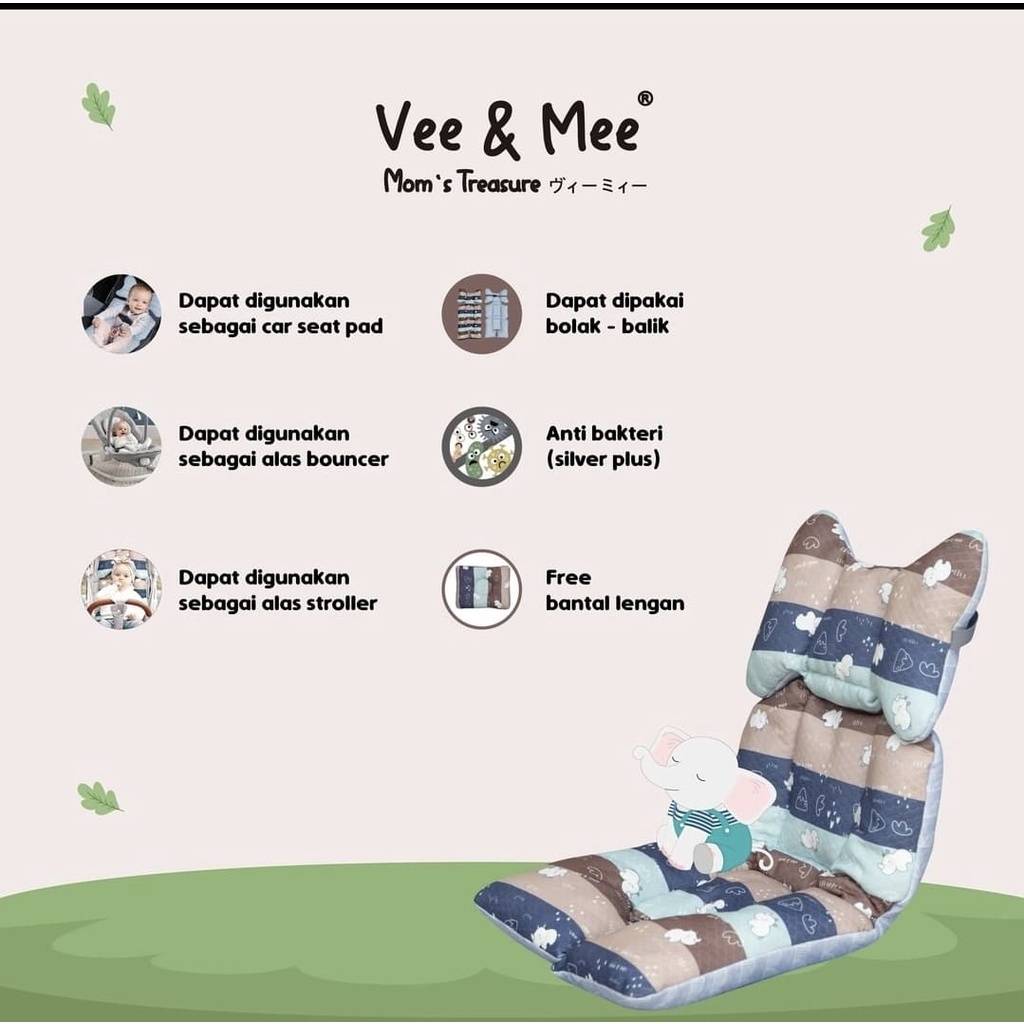 Vee &amp; Mee Alas Stroller / Bouncer / Car Seat + Bantal Lengan Anti Bakteri Rhino Series  - VMA 1010