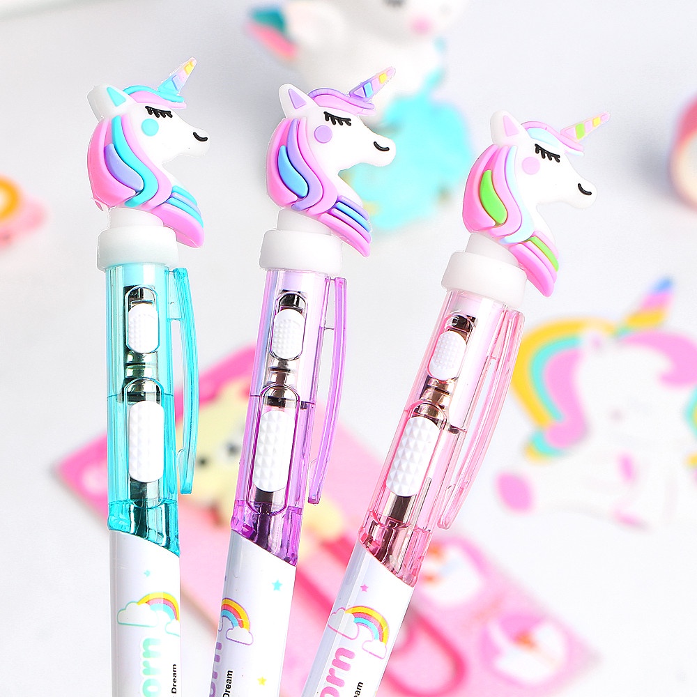 1pc Pulpen 0.5mm Desain Kartun Unicorn Lucu Untuk Stationery Sekolah