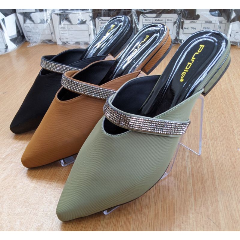 Sepatu sandal heels hak kaca hak tahu tali belakang minimalis Purple NR16 Shoestore Sei Sariak