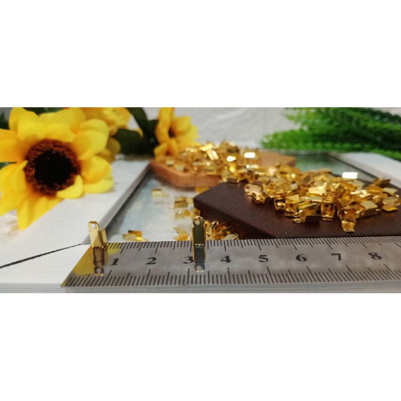 Stopper Jepit senar gold emas 4mm untuk strap masker / jepit mini senar tali / gelang / kalung