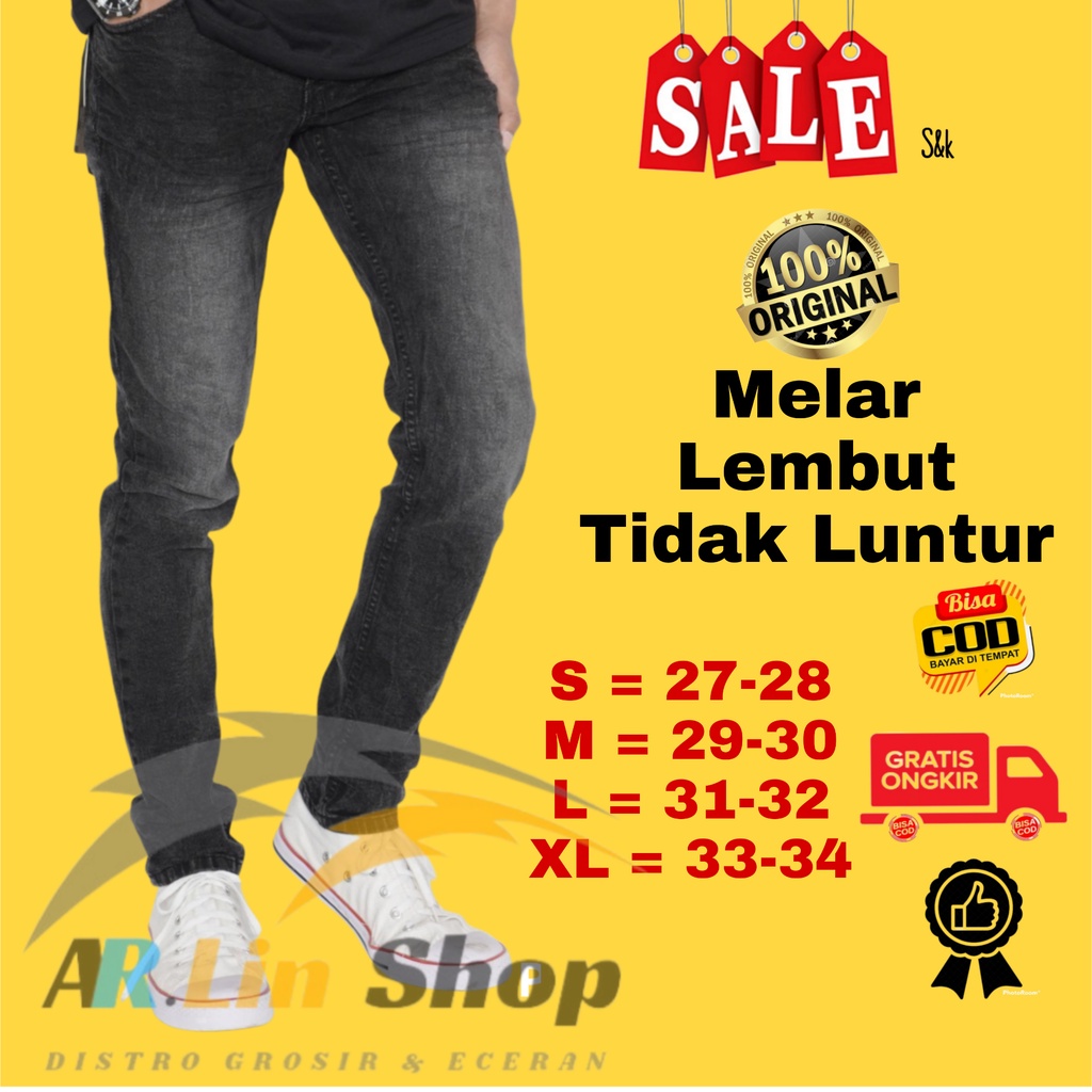 Celana Jeans Premium Slimfit Panjang Pria Keren Original Underline Distro Bandung Melar Jens Levis S
