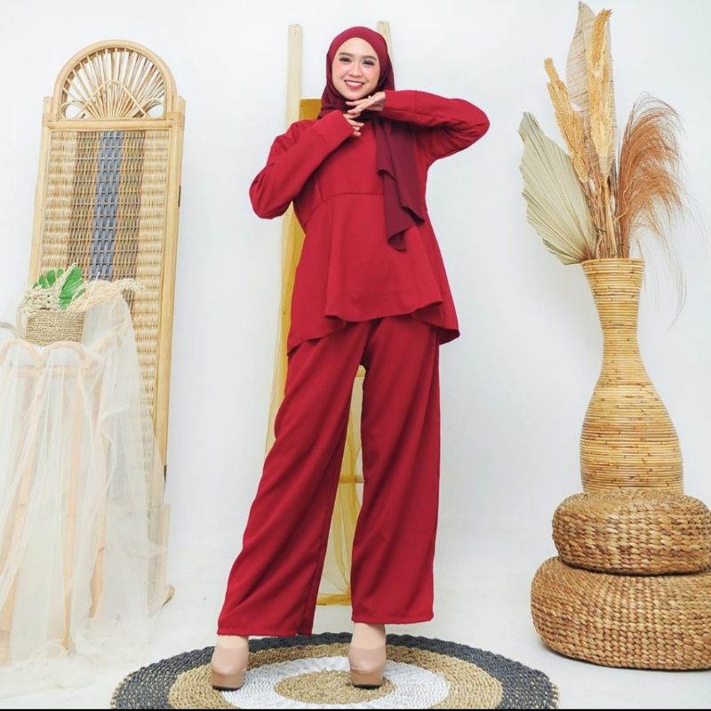 Tari set stelan baju dan celana outfit muslik