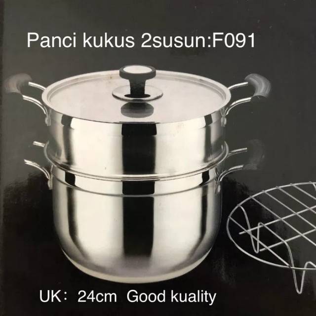 GAGA Panci steamer stainless steel / Panci kukus 2 susun 24cm F091