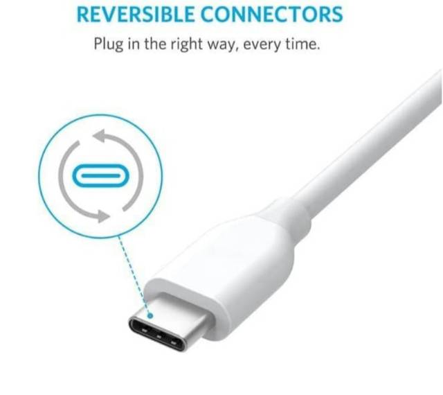 kabel anker type c Kabel data anker type c Pawer line USB 3.0 type C 3ft/0.9m high speed Putih