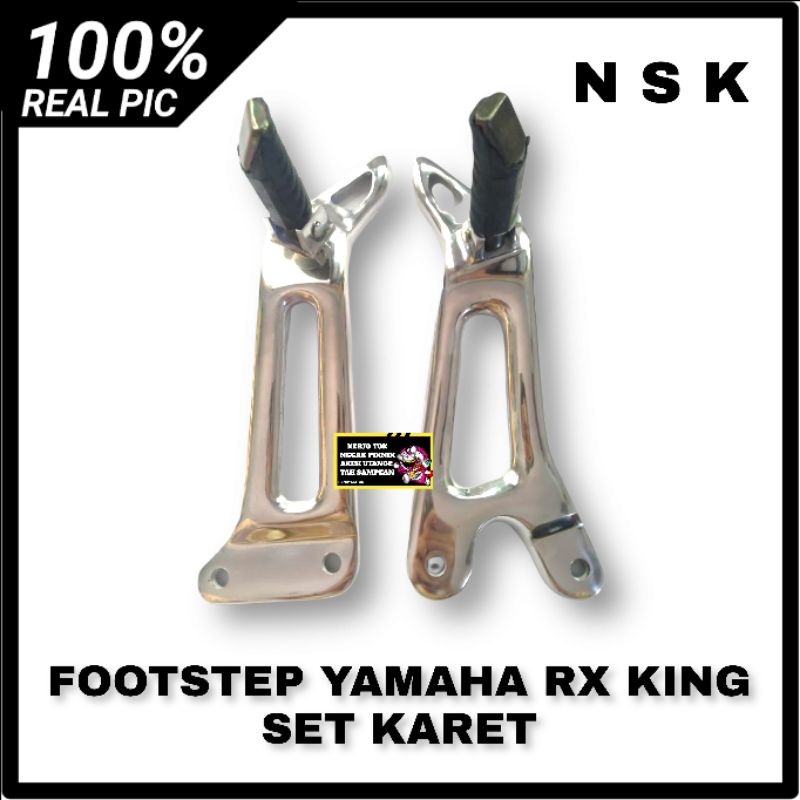 FOOTSTEP FUSTEP BOSTEP POSTEB PIJAKAN KAKI BELAKANG YAMAHA RX KING ALUMUNIUM POLES SET KARET-1