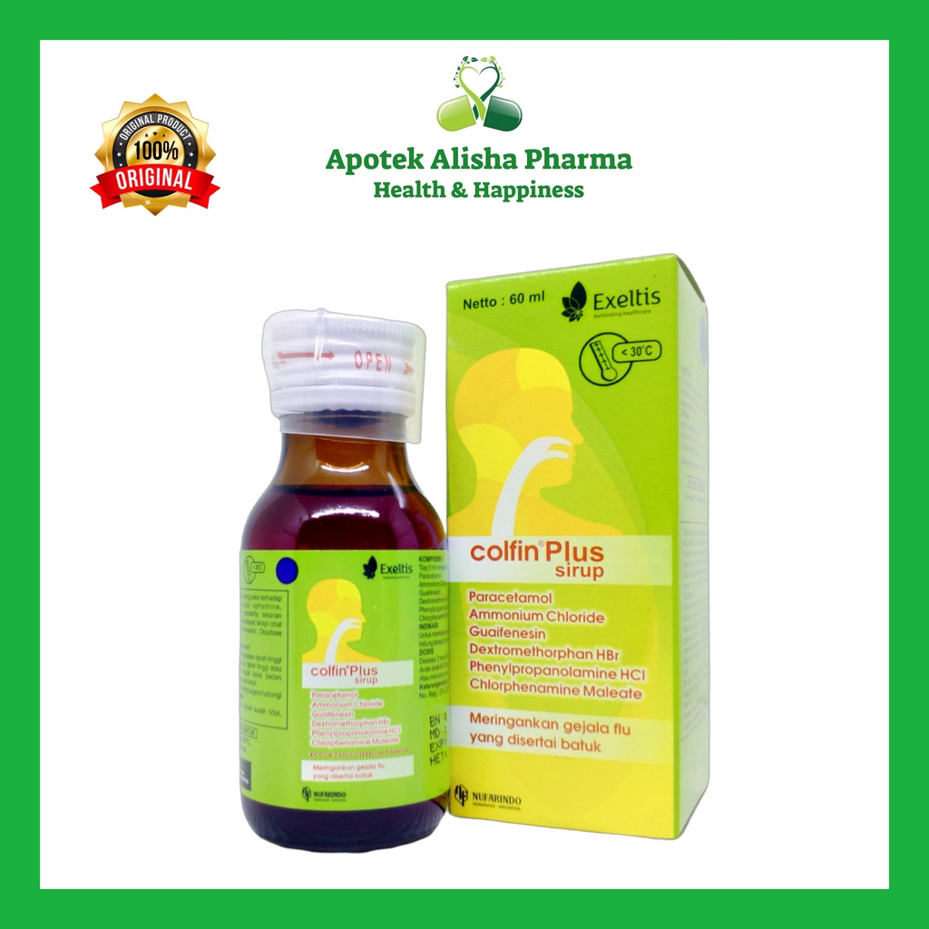 Colfin Syrup/Colfin Plus Syrup-Colfin Sirup/Colfin Plus Sirup Obat Batuk Alergi/Batuk Kering/Flu/Pilek/Hidung Tersumbat/Panas/Demam Anak/Kolpin Sirup