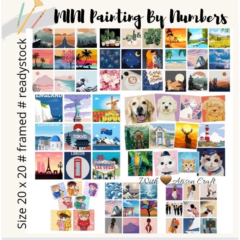 

mini diy paint by number kit ready jakarta. painting by numbers 20x20cm