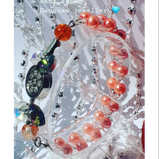 RANGKAIAN GELANG MUTIARA PEACH UNTUK LSW TWIN - HANYA RANGKAIAN GELANG SAJA TANPA LIONTIN BULAT MCI