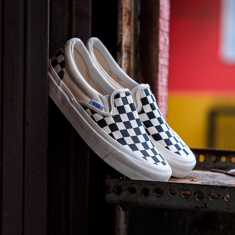 VANS SLIP-ON VAULT OG LX (SS2016) CHECKERBOARD BLACK WHITE ORIGINAL 100%