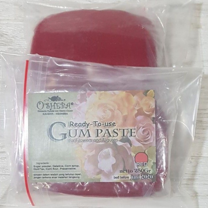 

[osheba] gumpaste bahan siap pakai 240gr warna merah / red