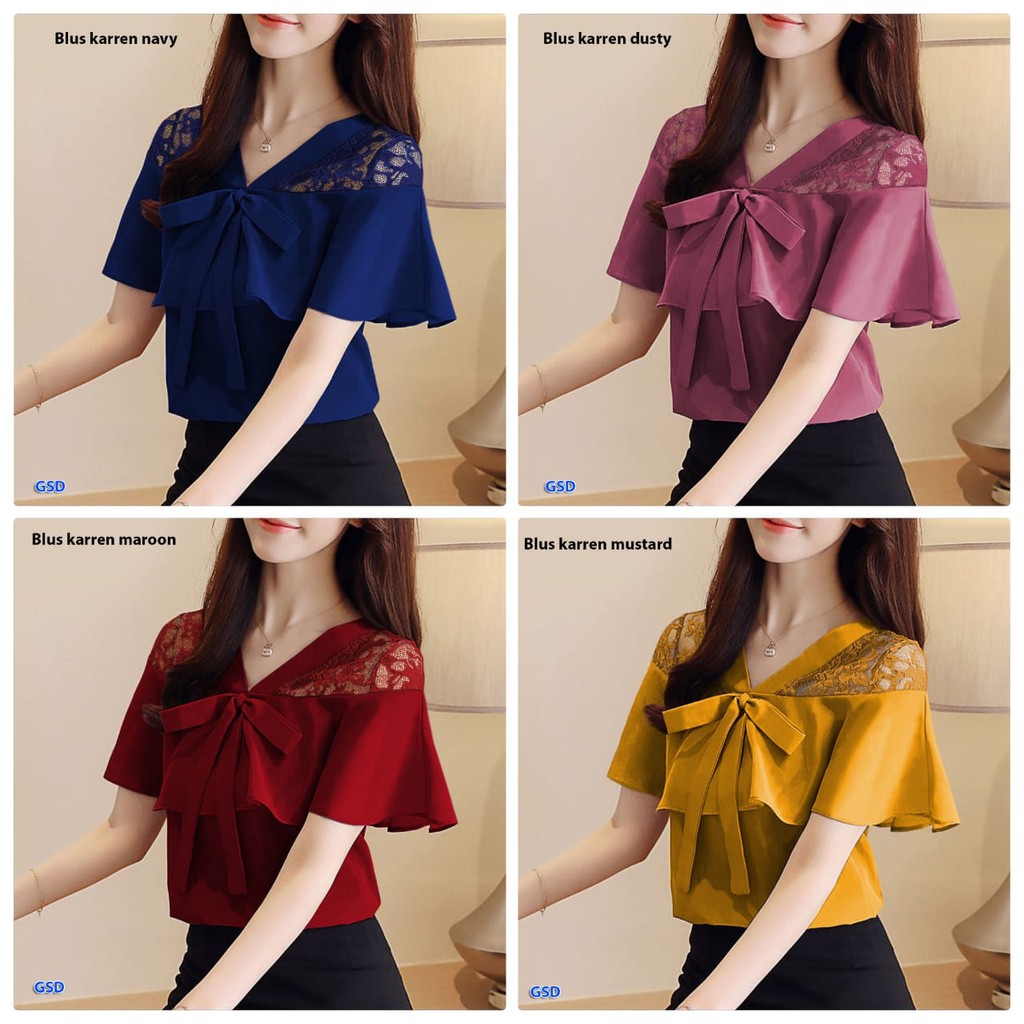 Blouse Wanita    Lengan Pendek - Baju Atasan Blouse Wanita Lengan Pendek