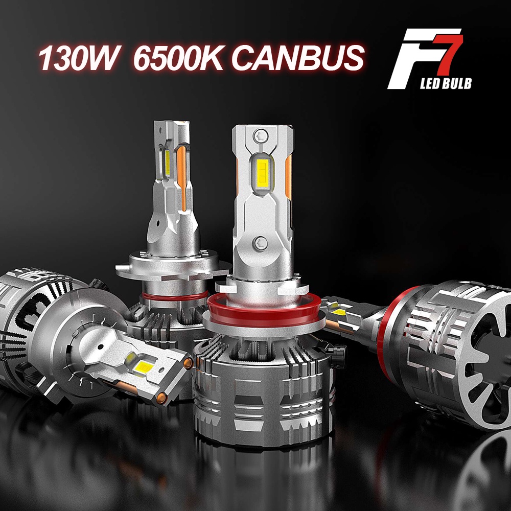 2pcs Lampu Depan Mobil Led Canbus F7 130W H7 H4 H7 H4 H8 H11 9005 Hb3 Hb4 6500K Turbo