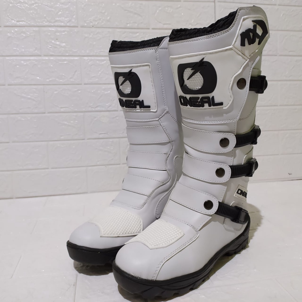 sepatu trail cross adventure kualitas premium bots safety terlaris sepatu touring roadrace or drag  FULL WHITE