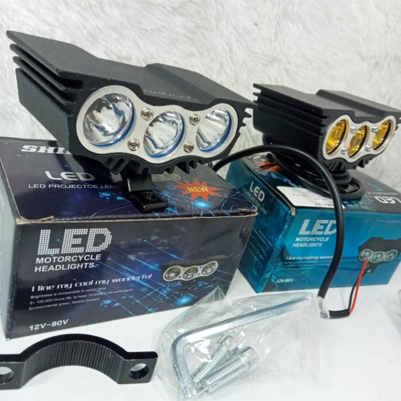 Lampu Tembak Sorot untuk Motor MobiL 3 mata 3 mode