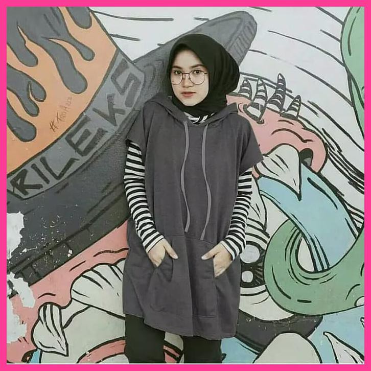 SWEATER CEWEK ORIGINAL HOODIE KAOS FASHION WANITA PANJANG KEREN MURAH - HITAM, M