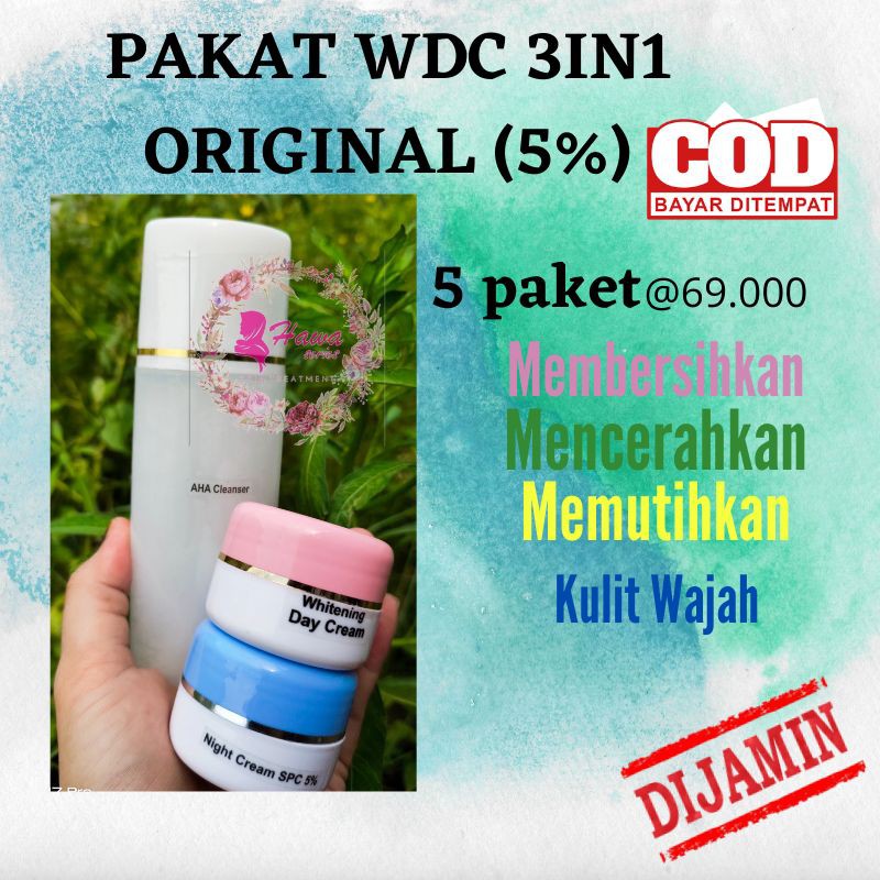 5 Paket Cream Crim Krim Farma Wdc 3 in 1 Farma Original Bersegel Pembersih Pemutih Muka Skincare