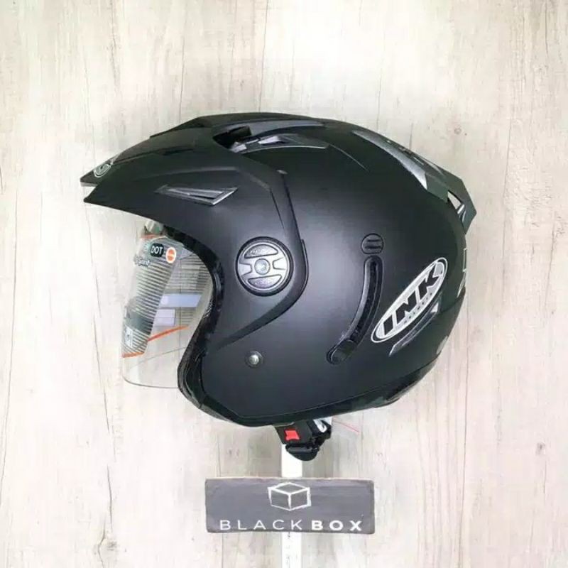 HELM INK T1 SOLID BLACK DOFT ORIGINAL DOUBLE VISOR TERMURAH