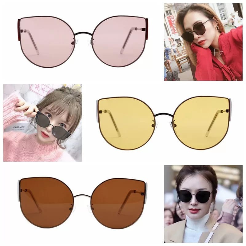 (GS) Kacamata  Wanita / Kacamata Frame Metal Mata Kucing