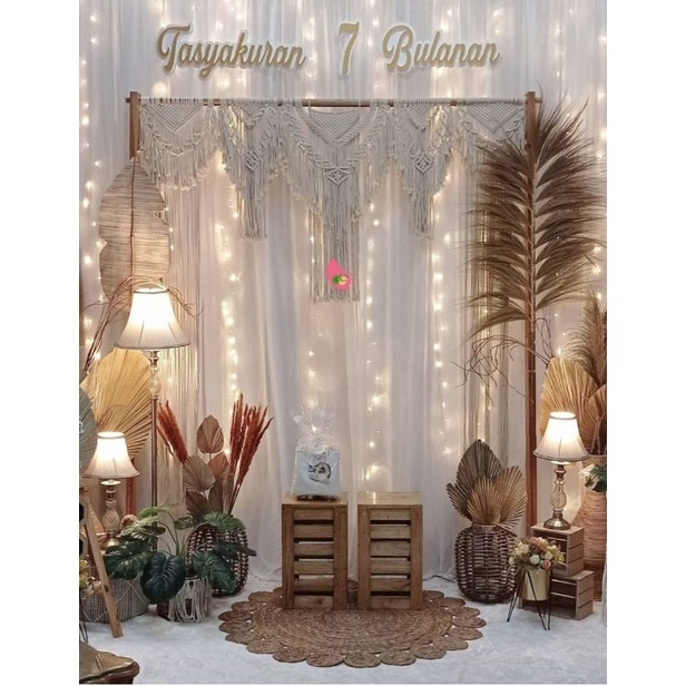 Backdrop Dekorasi Tasyakuran / Wedding Bahan Kertas Jasmine