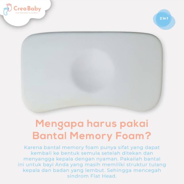 CREA BABY PATTERN SERIES MEMORY FOAM BABY PILLOW + PILLOW CASE |Bantal anti peyang |Bantal tidur bayi