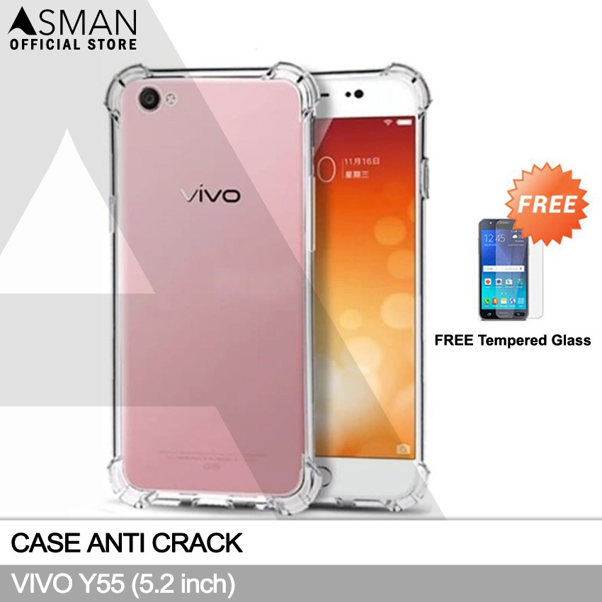 Anti Crack VIVO Y55 (5.2&quot;) | Soft Case Anti Bentur + FREE Tempered Glass