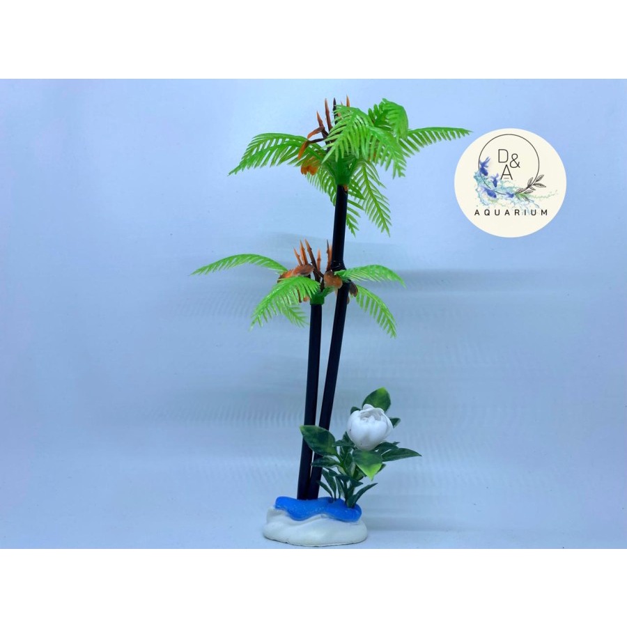 Hiasan Aquarium Pohon Kelapa 2 batang
