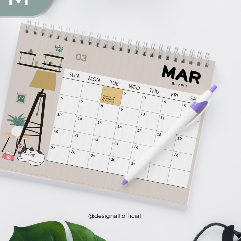 

[KODE QM8Y9] Designall Kalender Meja / Kalender Duduk Aesthetic Tahun 2022 Spiral FM