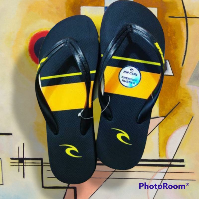 SANDAL JEPIT PRIA SPON MOTIF RCL GARIS KUNING