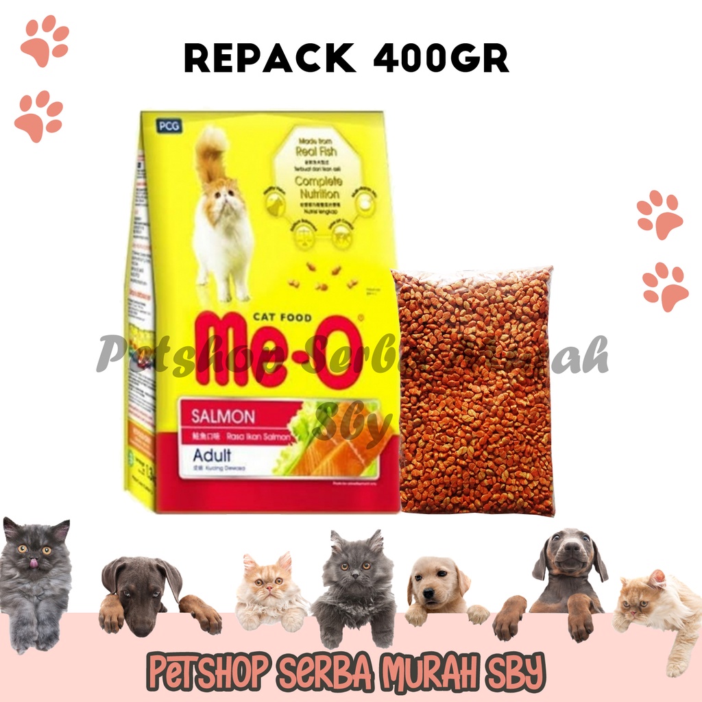 Me-O MeO Salmon Adult Repack 400gr - Makanan Kering Kucing Dewasa Rasa Salmon