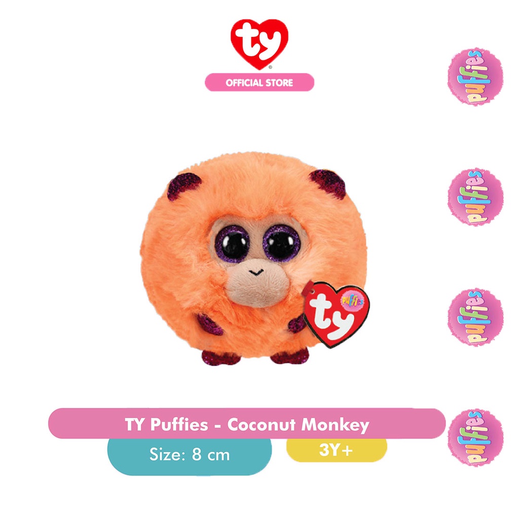 TY Puffies Coconut Monkey - Boneka Monyet