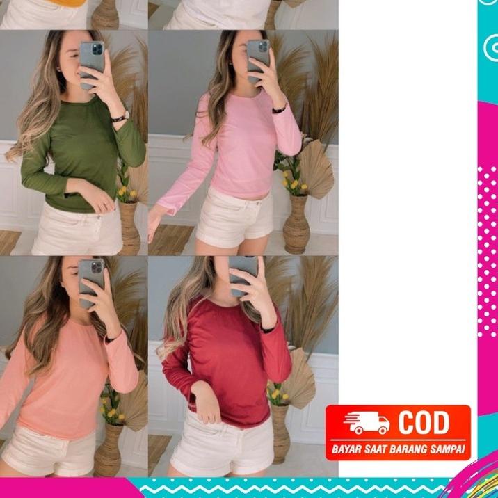 ♤ MANSET BAJU BAHAN KAOS MENSET HITAM WANITA LENGAN PANJANG PREMIUM S120 ✮