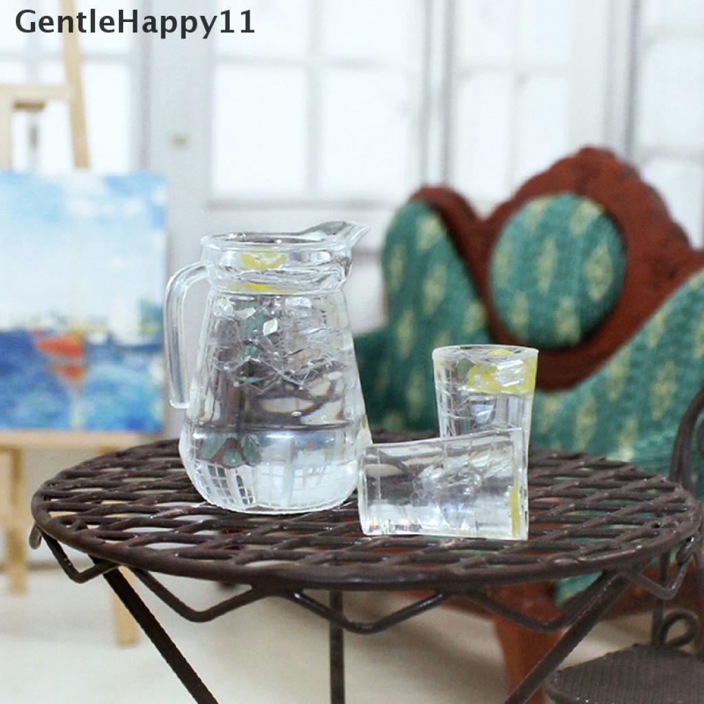 Gentlehappy 3pcs / set Mainan Miniatur Gelas Jus lemon Untuk Aksesoris Rumah Boneka