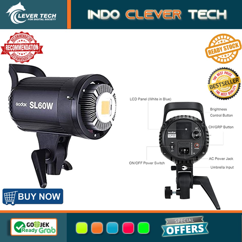 Godox SL60W SL-60W LED Video Light (Daylight-Balanced) - RESMI