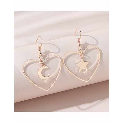 LRC Anting Gantung Fashion Golden Love Xingyue Earrings Y65618