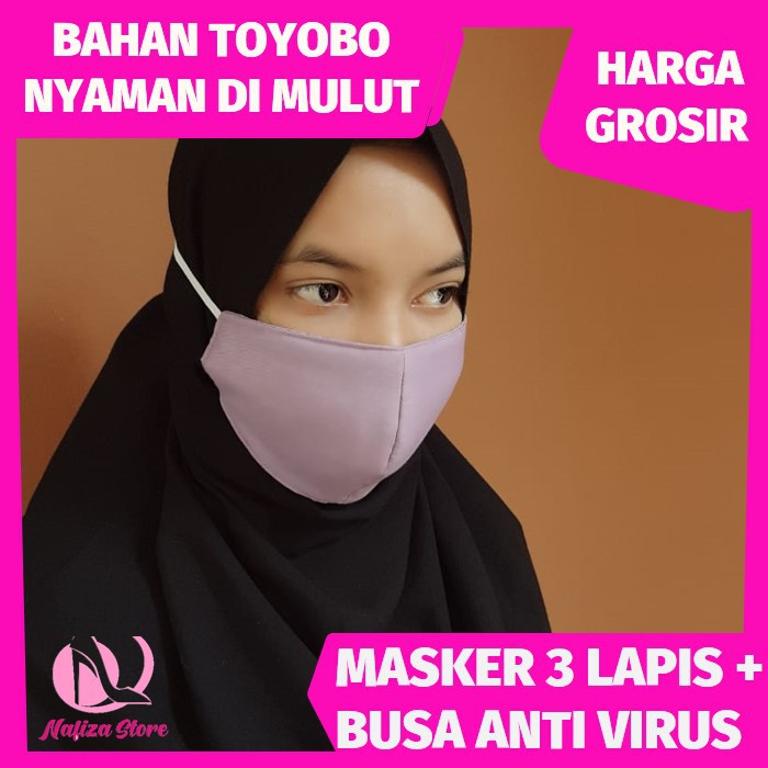 Masker Kain Tali Karet Hijab Panjang Sambung Motif Polos Bisa Dicuci 3 Ply 3 Lapis Anti Debu Murah Shopee Indonesia