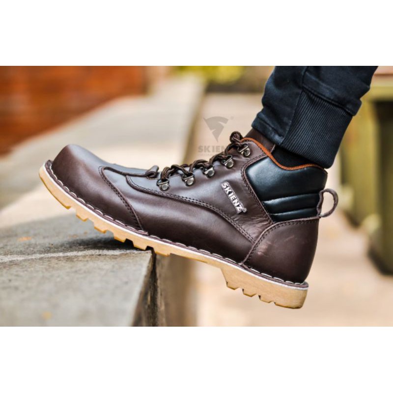 SEPATU PRIA SKIENZ M46 Sepatu Safety Boots Pria Sepatu Kulit Biker Riding Hiking Kerja