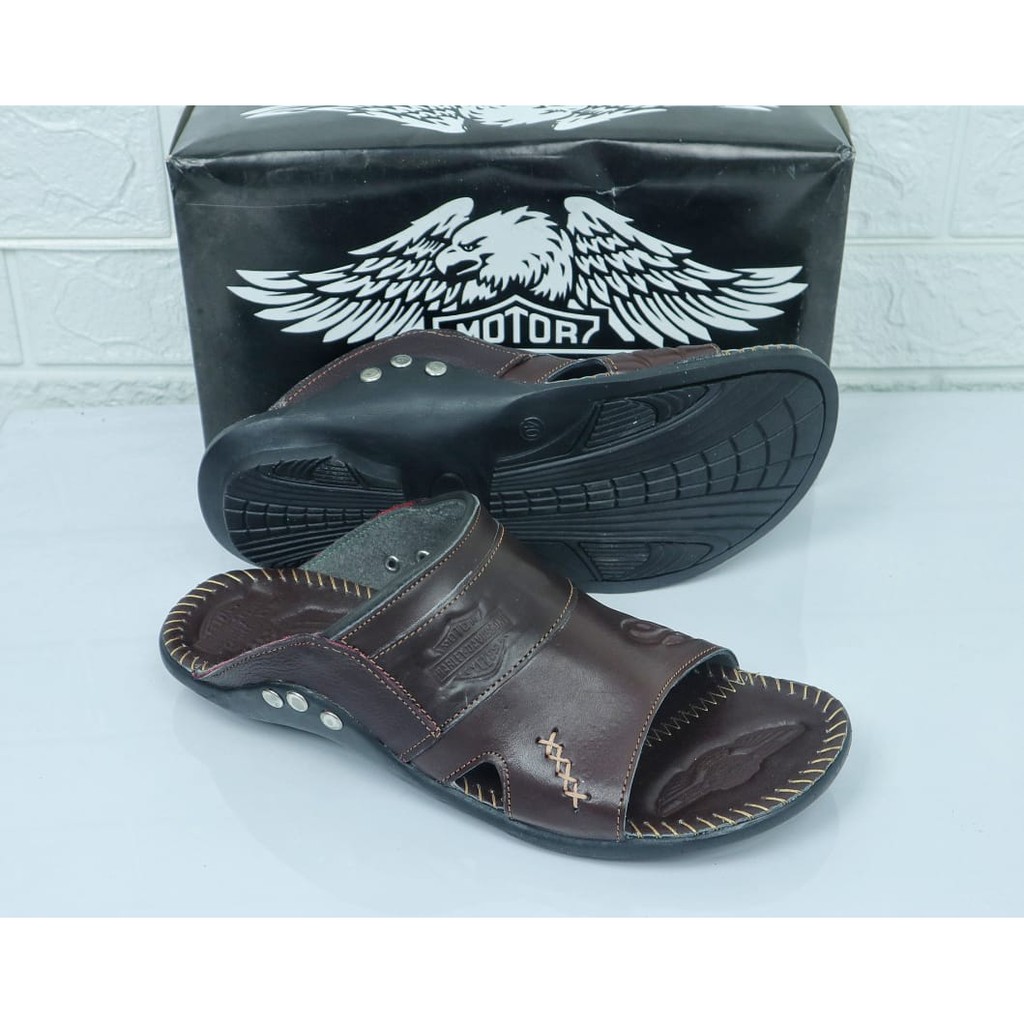 kulit asli Sandal pria kulit harley davison ban 2 bridgeslopv sandal casual formal pria hangout s017